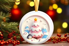 Round Christmas Ornament Sublimation|Clipart Product Image 2