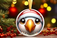 Shiny Parrot Face Round Ornament Sublimation PNG Product Image 3