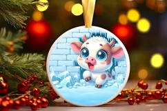 Round Christmas Ornament Sublimation|Clipart Product Image 1