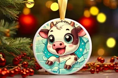 Round Christmas Ornament Sublimation|Clipart Product Image 1