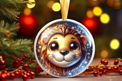 Shiny Lion Face Round Ornament Sublimation PNG Product Image 3