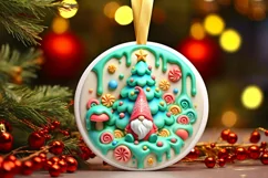 Round Christmas Ornament Sublimation|Clipart Product Image 2