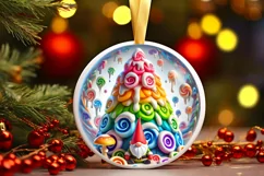 Round Christmas Ornament Sublimation|Clipart Product Image 2