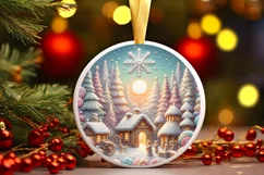 Detailed Winter Christmas Candy Round Ornament Sublimation Product Image 3