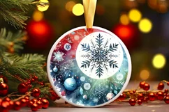 Colorful Winter Christmass Snowflake Round Sticker Product Image 3