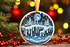 Round Christmas Ornament Sublimation|Clipart Product Image 2