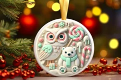 Round Christmas Ornament Sublimation|Clipart Product Image 2