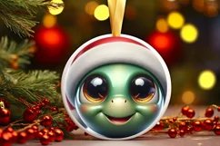 Shiny Turtle Face Round Ornament Sublimation PNG Product Image 3