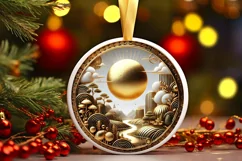 Round Christmas Ornament Sublimation|Clipart Product Image 2