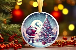 Round Christmas Ornament Sublimation|Clipart Product Image 1