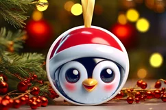 Shiny Penguin Face Round Ornament Sublimation PNG Product Image 3