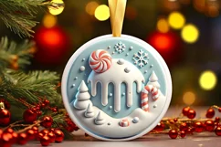 Round Christmas Ornament Sublimation|Clipart Product Image 2