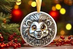 Shiny Lion Face Round Ornament Sublimation PNG Product Image 1
