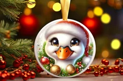 Shiny Swan Face Round Ornament Sublimation PNG Product Image 3