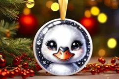 Shiny Swan Face Round Ornament Sublimation PNG Product Image 3