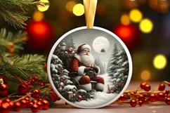 Round Christmas Ornament Sublimation|Clipart Product Image 1