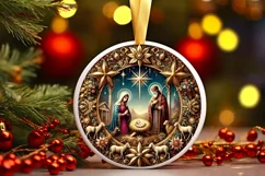 Round Christmas Ornament Sublimation|Clipart Product Image 2
