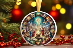 Round Christmas Ornament Sublimation|Clipart Product Image 2