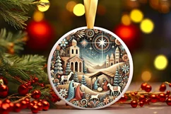 Round Christmas Ornament Sublimation|Clipart Product Image 2