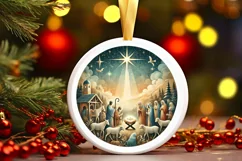 Round Christmas Ornament Sublimation|Clipart Product Image 2