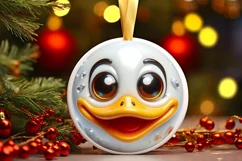 Shiny Duck Face Round Ornament Sublimation PNG Product Image 1