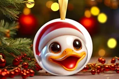 Shiny Duck Face Round Ornament Sublimation PNG Product Image 3