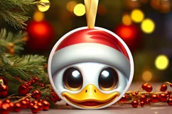 Shiny Duck Face Round Ornament Sublimation PNG Product Image 1