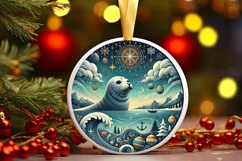 Round Christmas Ornament Sublimation|Clipart Product Image 2