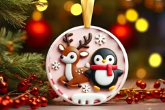 Round Christmas Ornament Sublimation|Clipart Product Image 2