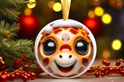 Shiny Giraffe Face Round Ornament Sublimation PNG Product Image 1