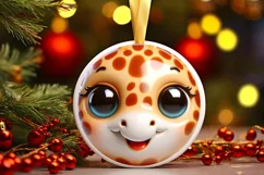 Shiny Giraffe Face Round Ornament Sublimation PNG Product Image 3