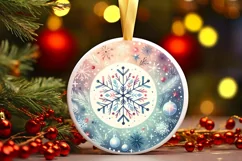 Pastel Colorful Christmas Snowflake Round Sticker PNG Product Image 3