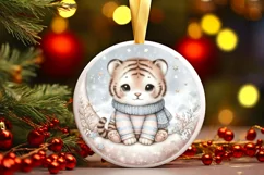 Pastel Winter Tiger on Moon PNG Product Image 3