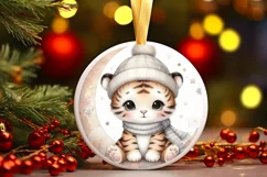 Pastel Winter Tiger on Moon PNG Product Image 1