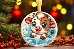 Round Christmas Ornament Sublimation|Clipart Product Image 2