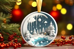 Round Christmas Ornament Sublimation|Clipart Product Image 1