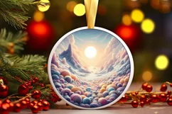 Pastel Candy Winter Scene Round Sticker PNG Product Image 1