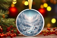 Pastel Candy Winter Scene Round Sticker PNG Product Image 3