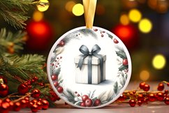 Watercolor Christmas Gift Round Ornament PNG Product Image 3