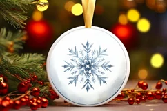 Watercolor Snowflake Round Ornament PNG Product Image 1