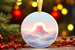 Pastel Candy Winter Scene Round Sticker PNG Product Image 3