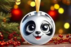 Shiny Panda Face Round Ornament Sublimation PNG Product Image 3