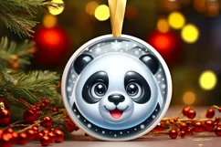 Shiny Panda Face Round Ornament Sublimation PNG Product Image 3