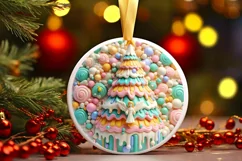 Round Christmas Ornament Sublimation|Clipart Product Image 1
