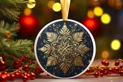 Snow Flake Christmas Round Cute Ornament Sublimation Product Image 2