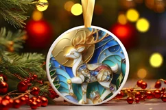 Christmas Round Reindeer Animal Ornament Sublimation Product Image 2