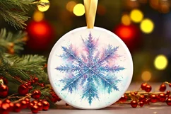 Snow Flake Christmas Round Cute Ornament Sublimation Product Image 2