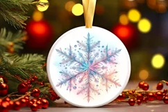 Snow Flake Christmas Round Cute Ornament Sublimation Product Image 2