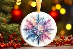 Snow Flake Christmas Round Cute Ornament Sublimation Product Image 2