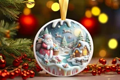 Christmas Round Cute Animal Ornament Sublimation Product Image 1